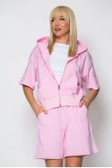 Σετ jacket κοντομάνικο και σορτς με στρας ροζ