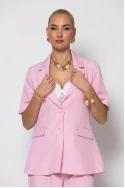 Σετ παντελόνα και κοντομάνικο blazer ροζ