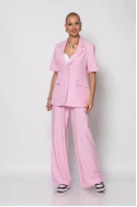 Σετ παντελόνα και κοντομάνικο blazer ροζ