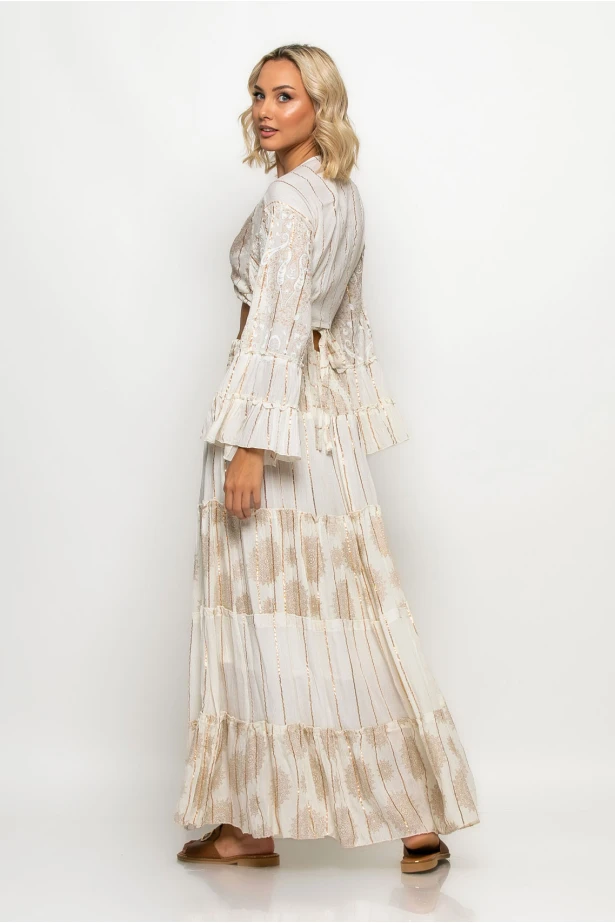 Boho σετ μπολερό και φούστα μπεζ Boho σετ μπολερό και φούστα μπεζ
