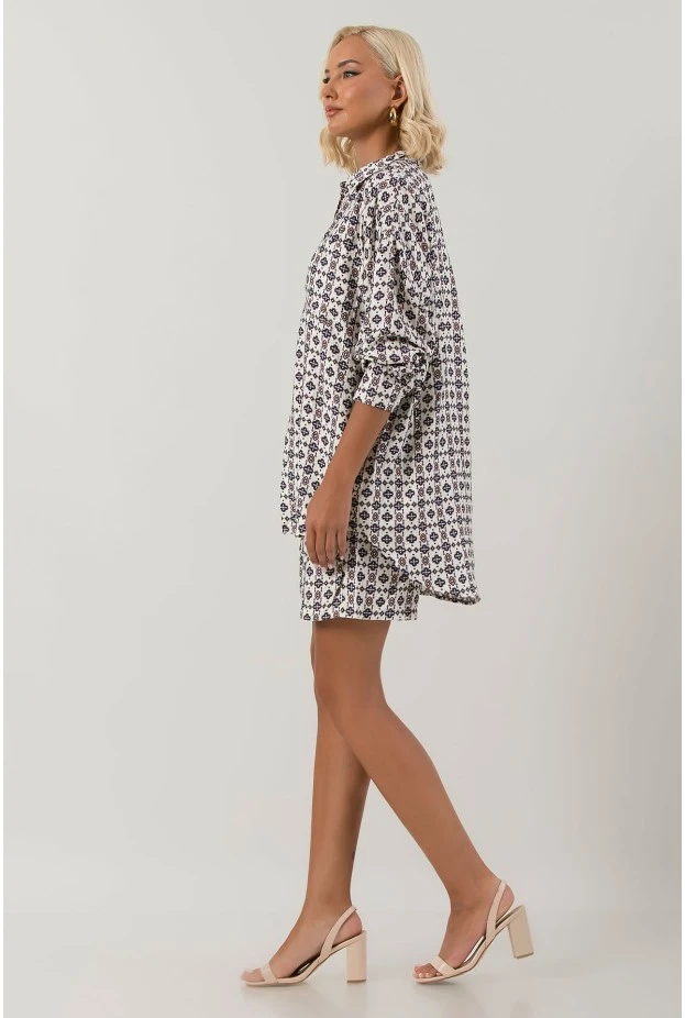 Σετ πουκαμίσα και σόρτς εμπριμέ μπλε