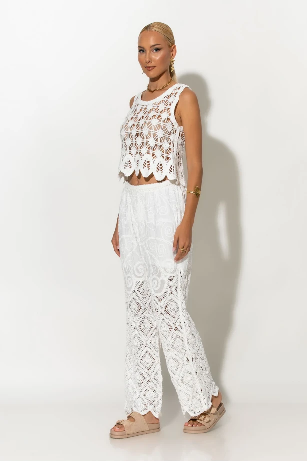 Crochet αμάνικο top λευκό Crochet αμάνικο top λευκό