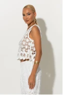 Crochet αμάνικο top λευκό Crochet αμάνικο top λευκό