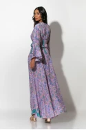 Σετ boho παντελόνα και κρουαζέ τοπ με βολάν στα μανίκια ροζ