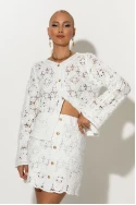 Crochet ζακέτα με χρυσά κουμπιά λευκό Crochet ζακέτα με χρυσά κουμπιά λευκό