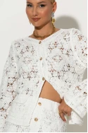 Crochet ζακέτα με χρυσά κουμπιά λευκό Crochet ζακέτα με χρυσά κουμπιά λευκό