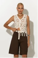 Crochet γιλέκο με κρόσια μπεζ Crochet γιλέκο με κρόσια μπεζ