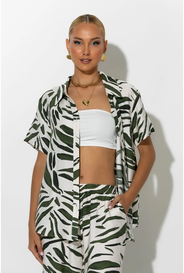 Σετ πουκάμισο και παντελόνι zebra print χακί