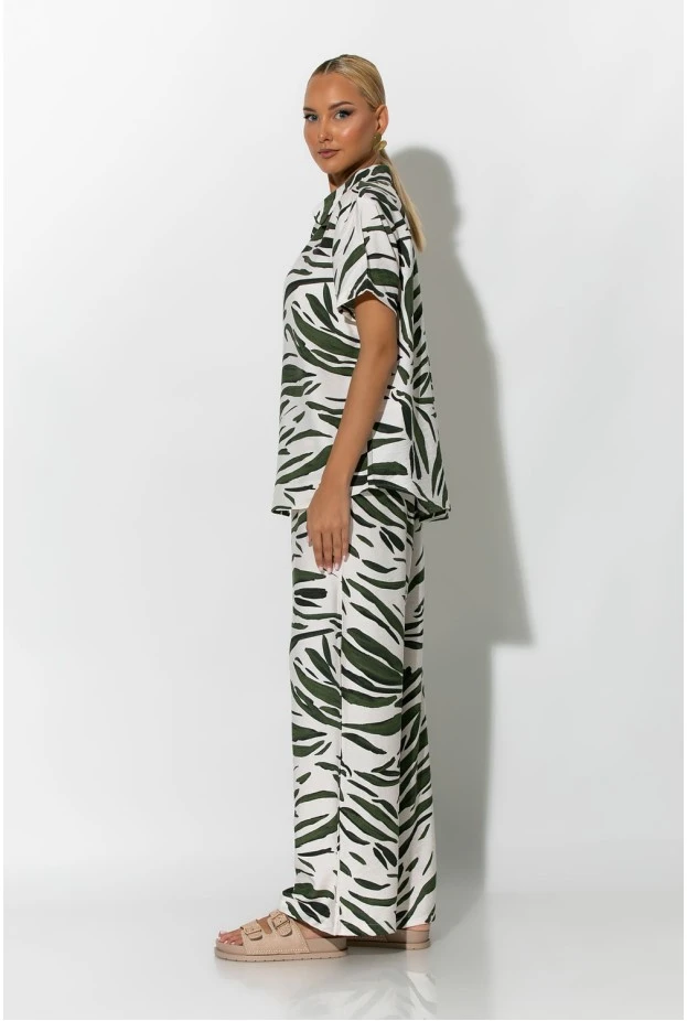 Σετ πουκάμισο και παντελόνι zebra print χακί