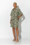 Σετ floral βερμούδα και πουκάμισο χακί Σετ floral βερμούδα και πουκάμισο χακί
