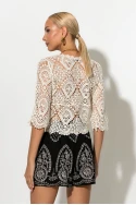 Crochet τοπ με κορδόνι μπεζ