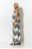 Σετ αμάνικο πουκάμισο και παντελόνα με ethnic ikat print λευκό-μαύρο Σετ αμάνικο πουκάμισο και παντελόνα με ethnic ikat print λευκό-μαύρο