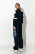 Σετ με mix υφών παντελόνι wide leg cargo και jacket με ρίγες μπλε