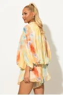 Σετ σορτς και μπλούζα balloon με tie-dye απόχρωση κίτρινο