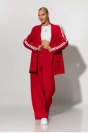 Σετ blazer και παντελόνα με ρίγες στο πλάι κόκκινο Σετ blazer και παντελόνα με ρίγες στο πλάι κόκκινο
