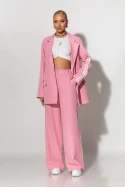 Σετ blazer και παντελόνα με ρίγες στο πλάι ροζ