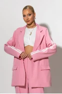Σετ blazer και παντελόνα με ρίγες στο πλάι ροζ