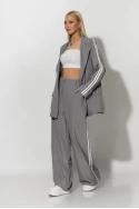 Σετ blazer και παντελόνα με ρίγες στο πλάι γκρι 