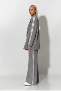 Σετ blazer και παντελόνα με ρίγες στο πλάι γκρι 