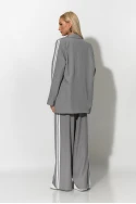 Σετ blazer και παντελόνα με ρίγες στο πλάι γκρι 