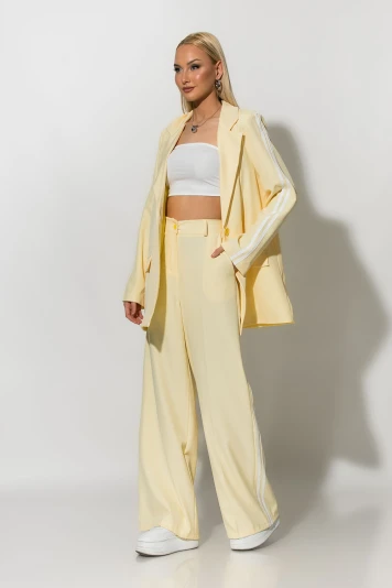 Σετ blazer και παντελόνα με ρίγες στο πλάι κίτρινο