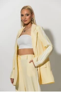 Σετ blazer και παντελόνα με ρίγες στο πλάι κίτρινο