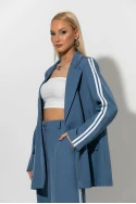 Σετ blazer και παντελόνα με ρίγες στο πλαι γκρι-σιελ