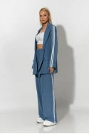 Σετ blazer και παντελόνα με ρίγες στο πλαι γκρι-σιελ