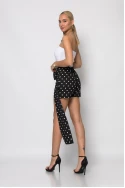 Σετ πουά blazer και ασύμμετρη φούστα-σορτς μαύρο 