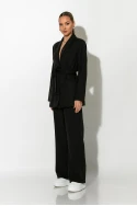 Σετ παντελόνα και blazer με βάτες και ζώνη μαύρο Σετ παντελόνα και blazer με βάτες και ζώνη μαύρο