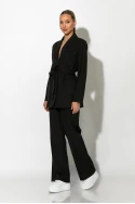 Σετ παντελόνα και blazer με βάτες και ζώνη μαύρο Σετ παντελόνα και blazer με βάτες και ζώνη μαύρο