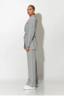 Σετ παντελόνα και blazer με βάτες και ζώνη γκρι Σετ παντελόνα και blazer με βάτες και ζώνη γκρι