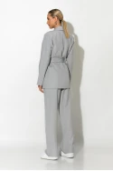 Σετ παντελόνα και blazer με βάτες και ζώνη γκρι Σετ παντελόνα και blazer με βάτες και ζώνη γκρι
