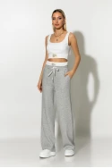 Σετ cropped μπλούζα τιραντέ με cups και boxer παντελόνα με pach γκρι