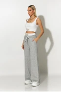 Σετ cropped μπλούζα τιραντέ με cups και boxer παντελόνα με pach γκρι