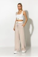 Σετ cropped μπλούζα τιραντέ με cups και boxer παντελόνα με pach μπεζ