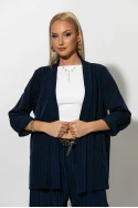 Σετ ριγέ blazer και παντελόνι μπλε Σετ ριγέ blazer και παντελόνι μπλε
