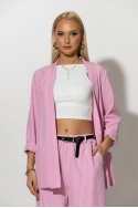 Σετ ριγέ blazer και παντελόνι ροζ Σετ ριγέ blazer και παντελόνι ροζ