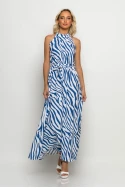 Μάξι φόρεμα zebra print μπλε Μάξι φόρεμα zebra print μπλε