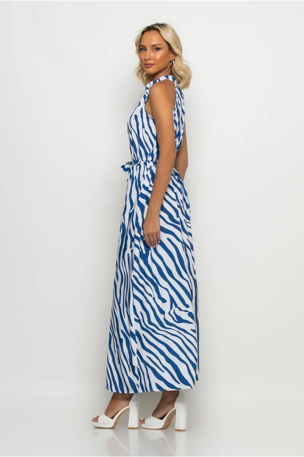 Μάξι φόρεμα zebra print μπλε Μάξι φόρεμα zebra print μπλε