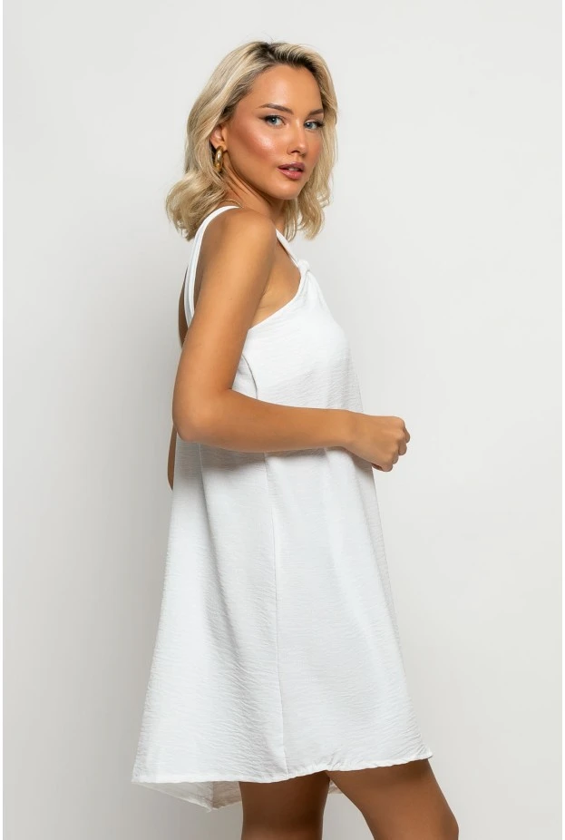 Μίνι φόρεμα knot halter neck λευκό
