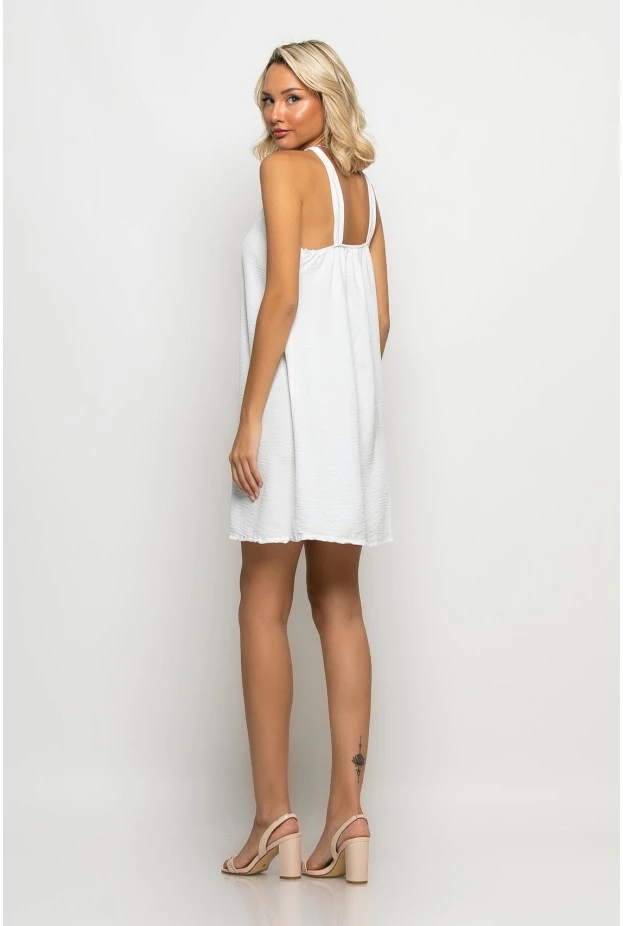Μίνι φόρεμα knot halter neck λευκό