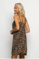 Μίνι φόρεμα knot halter neck leopard print μπεζ σκούρο Μίνι φόρεμα knot halter neck leopard print μπεζ σκούρο