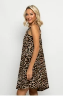 Μίνι φόρεμα knot halter neck leopard print μπεζ σκούρο Μίνι φόρεμα knot halter neck leopard print μπεζ σκούρο