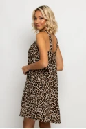 Μίνι φόρεμα knot halter neck leopard print μπεζ ανοιχτό