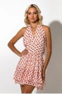 Μίνι φόρεμα με έξω την πλάτη strawberry print λευκό