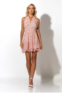 Μίνι φόρεμα με έξω την πλάτη strawberry print λευκό