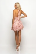Μίνι φόρεμα με έξω την πλάτη strawberry print λευκό