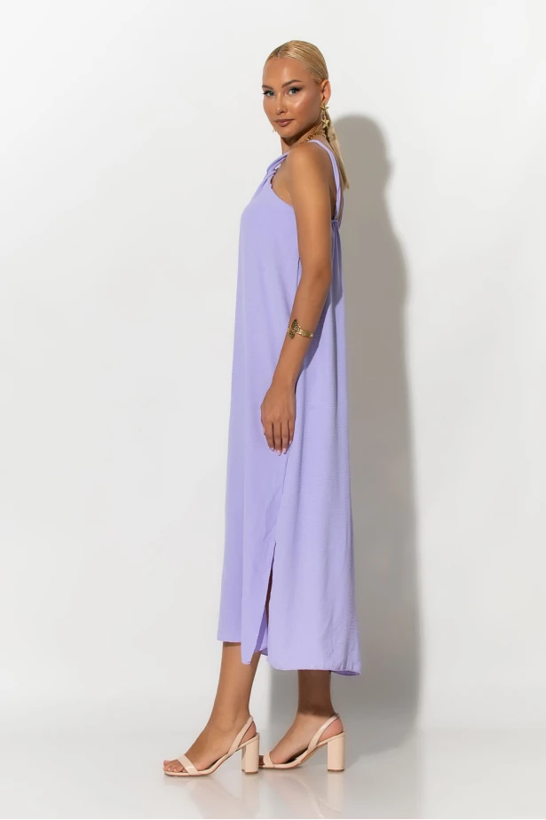 Μίντι φόρεμα knot halter neck λιλά Μίντι φόρεμα knot halter neck λιλά
