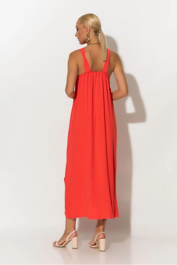 Μίντι φόρεμα knot halter neck πορτοκαλί Μίντι φόρεμα knot halter neck πορτοκαλί